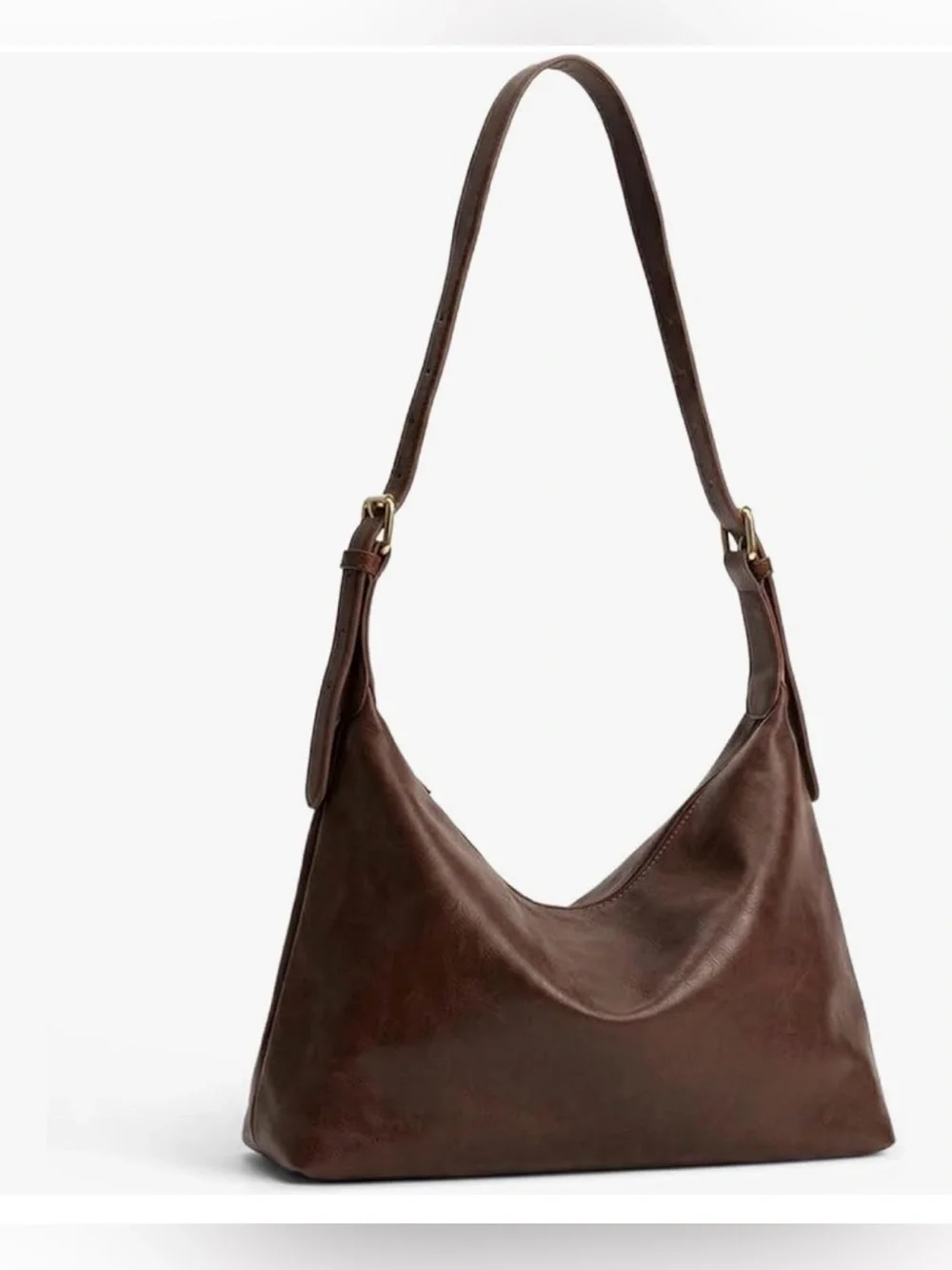 Apryl Brown Slouchy Hobo Shoulder Bag Adjustable Strap Purse